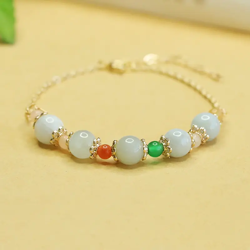 Women's Natural Jade Jade Bracelet with Colorful Stones — feature 1