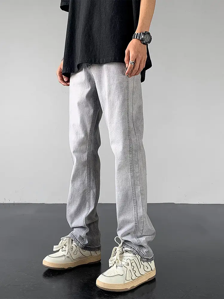 Men's American Retro Straight Jeans Black Casual Pants