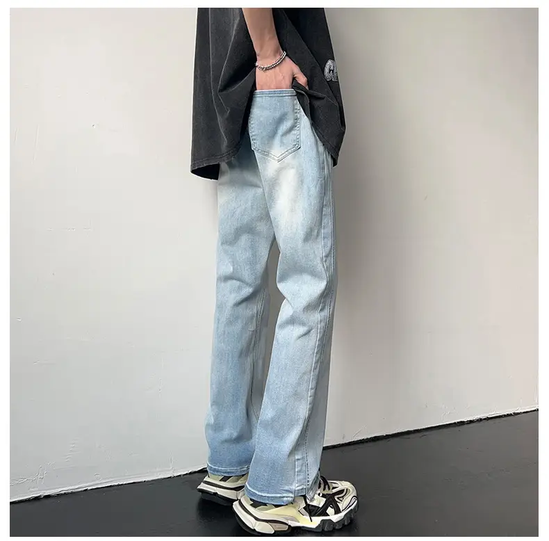 Men's American Retro Straight Jeans Black Casual Pants — feature 11