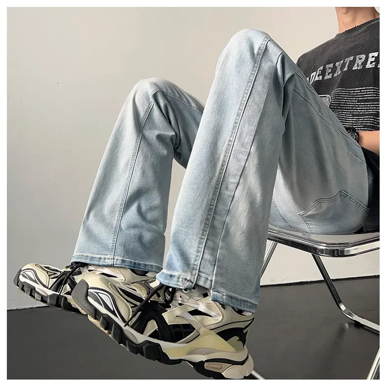 Men's American Retro Straight Jeans Black Casual Pants — feature 12