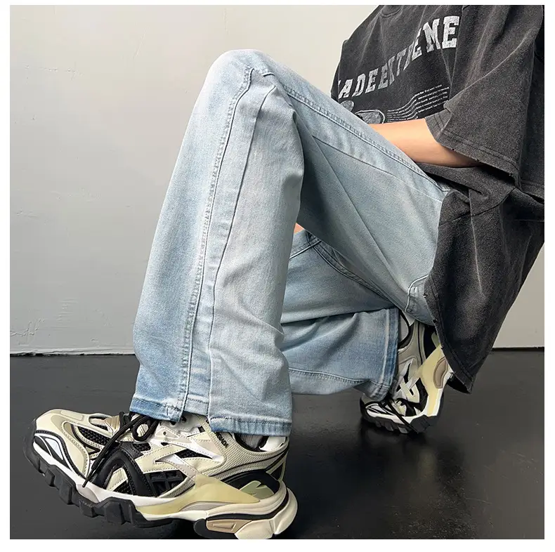 Men's American Retro Straight Jeans Black Casual Pants — feature 13