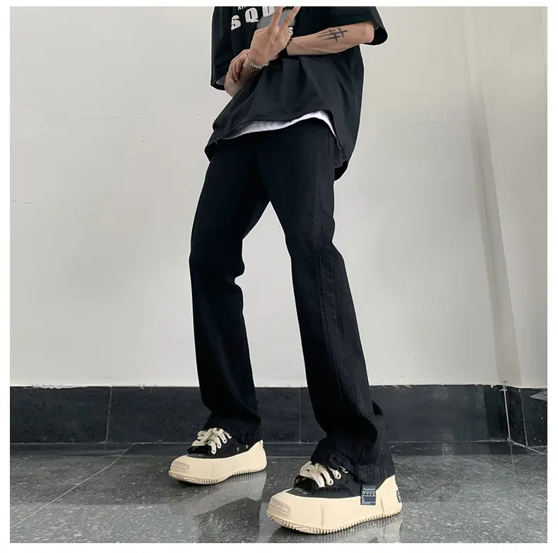 Men's American Retro Straight Jeans Black Casual Pants — feature 14