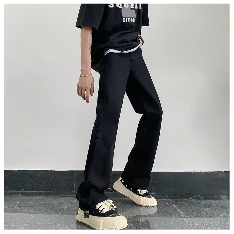 Men's American Retro Straight Jeans Black Casual Pants — feature 15