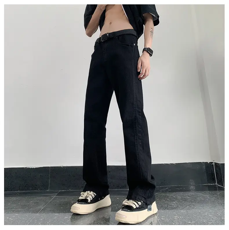 Men's American Retro Straight Jeans Black Casual Pants — feature 16