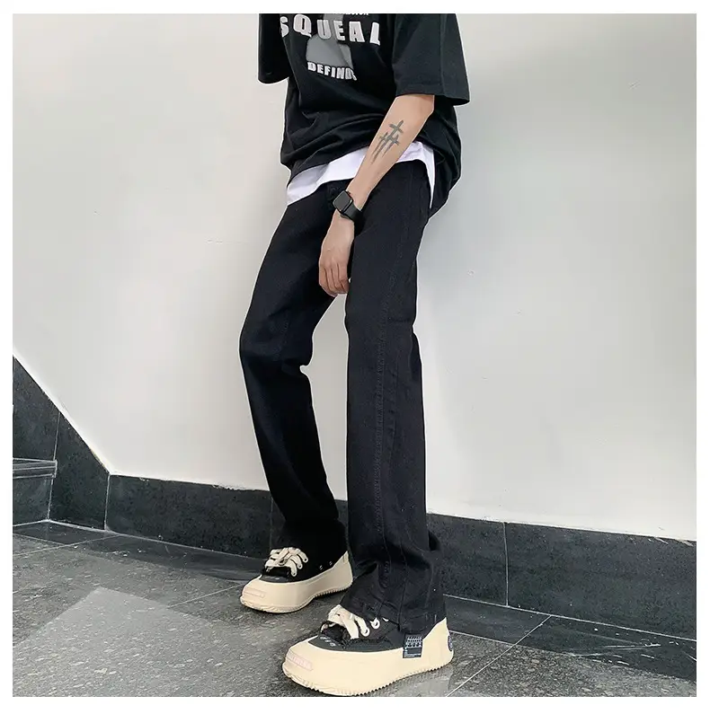 Men's American Retro Straight Jeans Black Casual Pants — feature 19