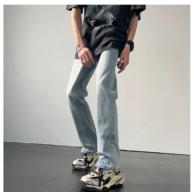 Men's American Retro Straight Jeans Black Casual Pants — feature 9