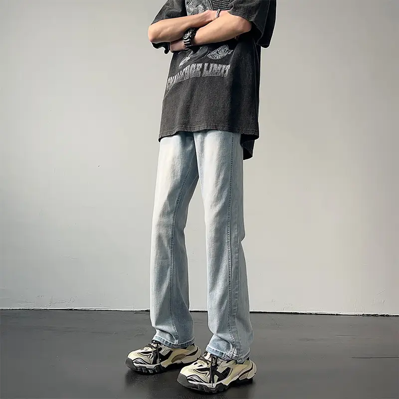 Men's American Retro Straight Jeans Black Casual Pants