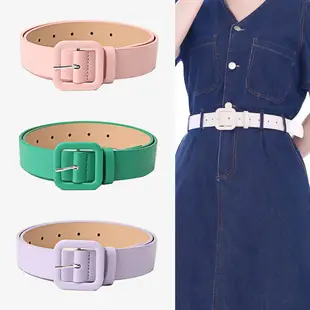 Women's Brown Leather Belt with Silver Buckle — feature 3