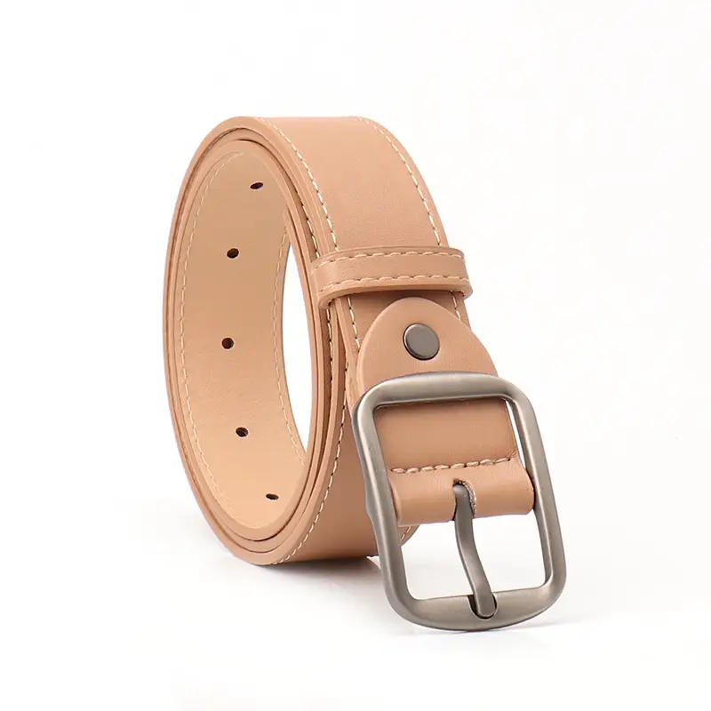 Women's Brown Leather Belt with Silver Buckle