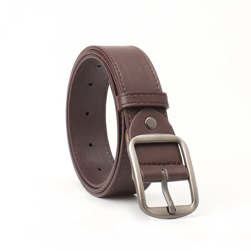 Women's Brown Leather Belt with Silver Buckle