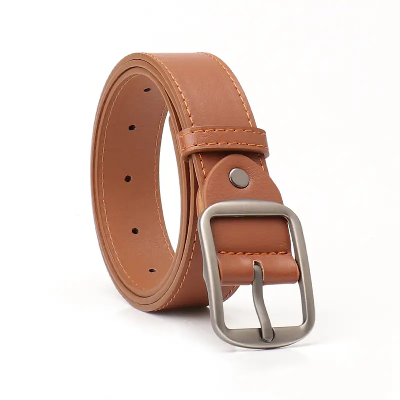Women's Brown Leather Belt with Silver Buckle