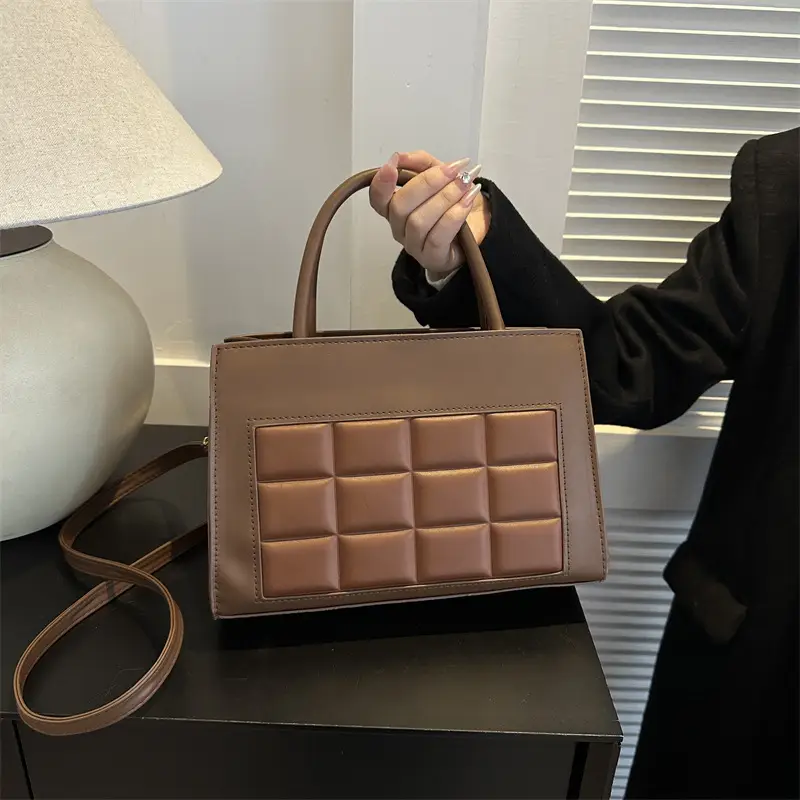 Korean Style Plaid Bag for Women Brown 2023 - Image 6