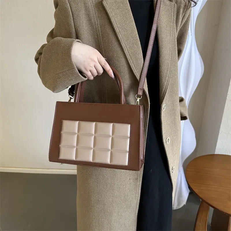 Korean Style Plaid Bag for Women Brown 2023 - Image 8