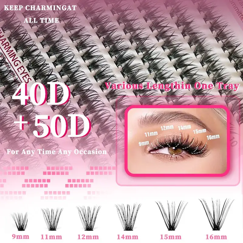 False Eyelashes 30D 40D 50D Mixed Single Cluster 640 - Image 22