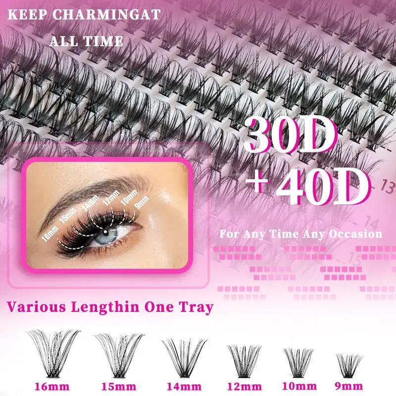 False Eyelashes 30D 40D 50D Mixed Single Cluster 640 - Image 23