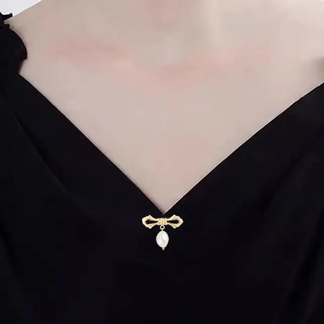 Butterfly Bow Pearl Earrings Gold Plated - Image 5