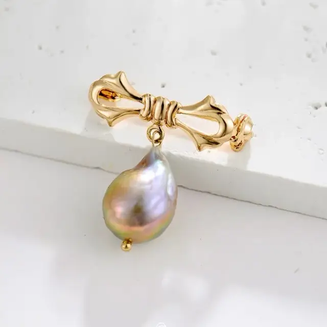 Butterfly Bow Pearl Earrings Gold Plated - Image 2