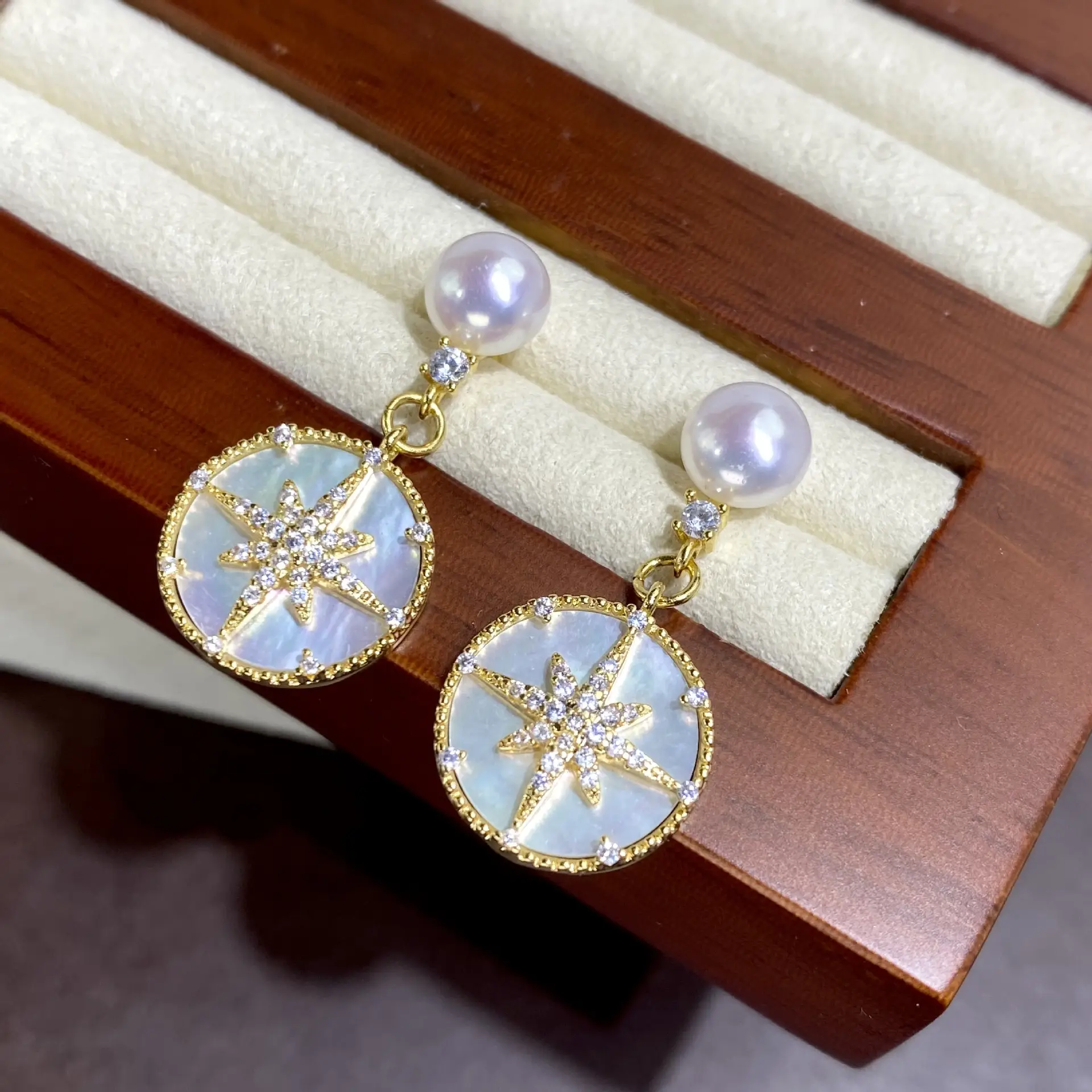 French Sweet Earrings with Pearl Drop for Women - Image 3