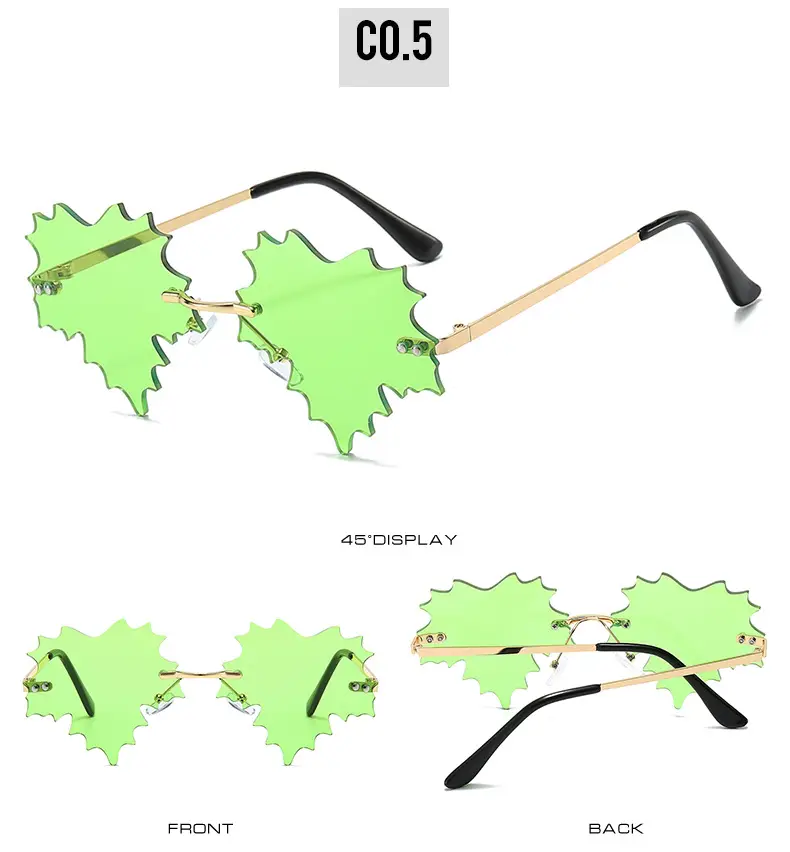 Leaf Quirk Sunglasses Green European Style — feature 11