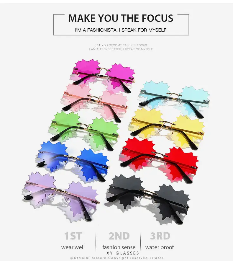 Leaf Quirk Sunglasses Green European Style — feature 3