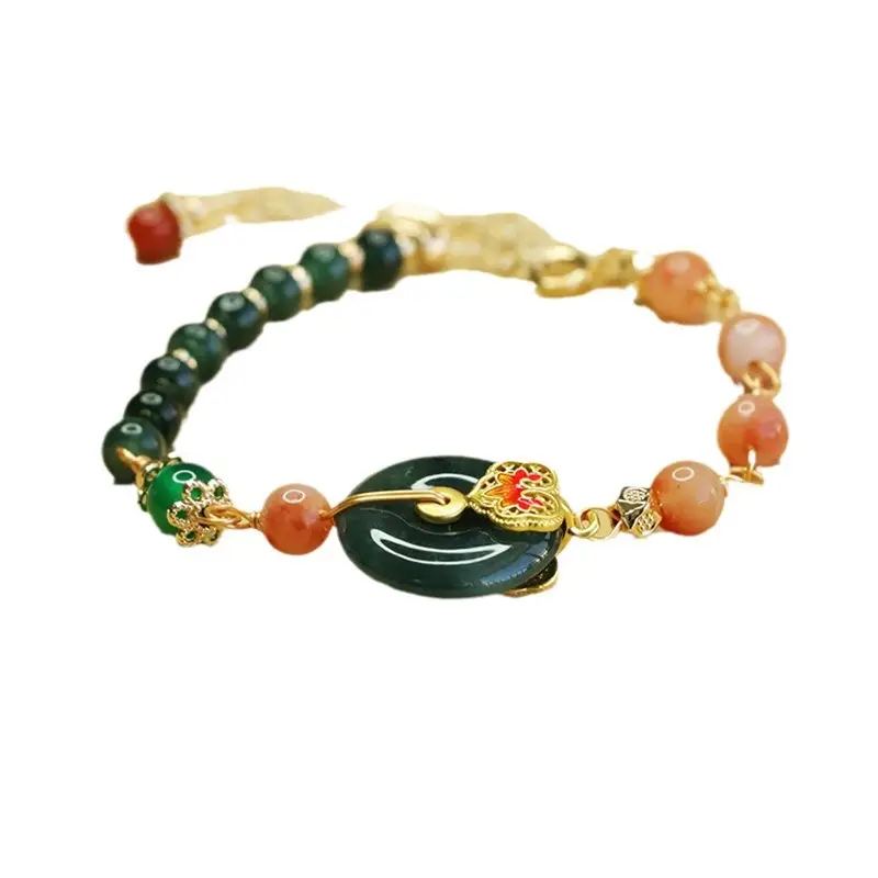 Aiyu Natural Jadeite Blue Bracelet with Green Beads - Image 5