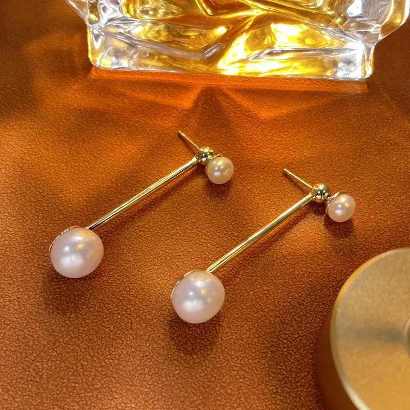 Freshwater Pearl Earrings 18k Gold Plated Women - Image 2