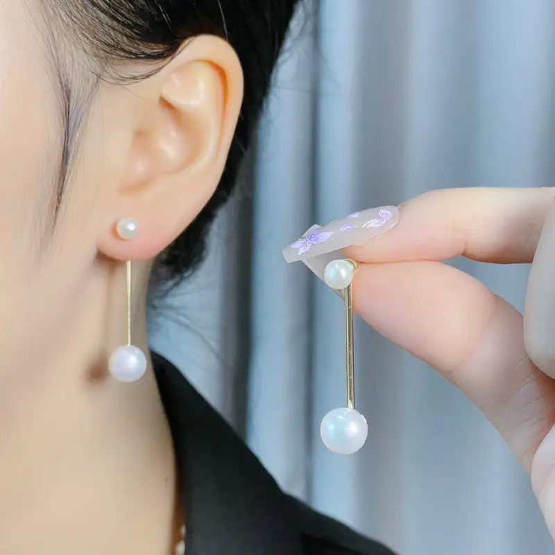 Freshwater Pearl Earrings 18k Gold Plated Women - Image 4