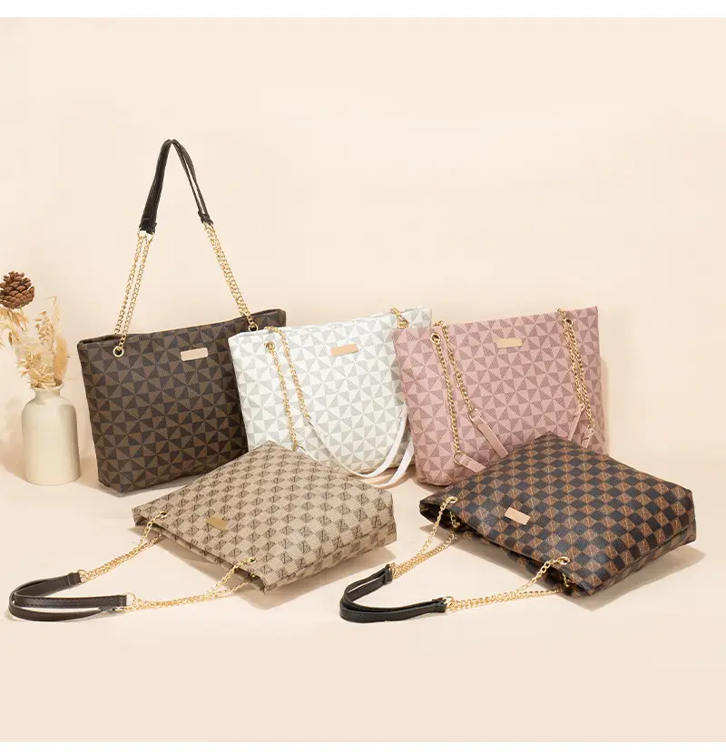 Geometric Print Women's Tote Bag with Chain Shoulder Bag — feature 12
