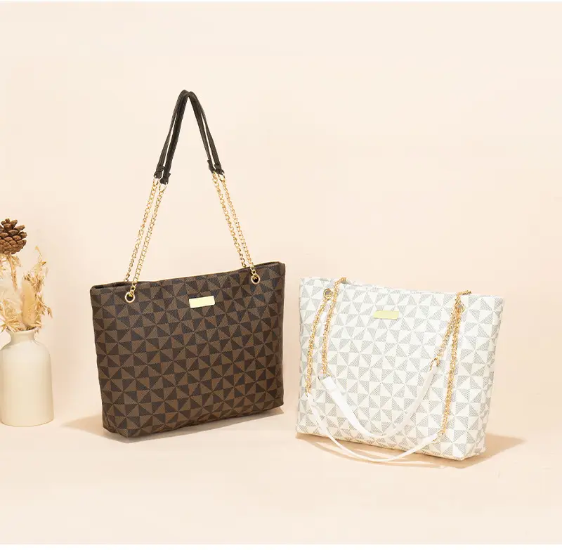 Geometric Print Women's Tote Bag with Chain Shoulder Bag — feature 13