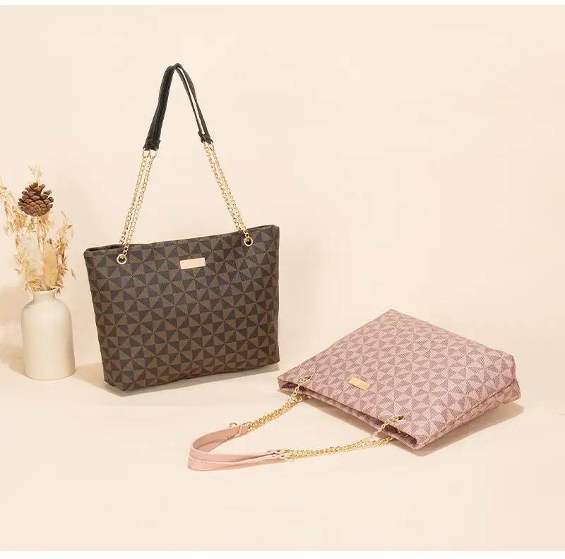 Geometric Print Women's Tote Bag with Chain Shoulder Bag — feature 14