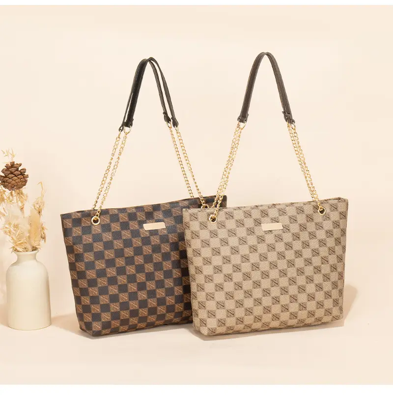 Geometric Print Women's Tote Bag with Chain Shoulder Bag — feature 15