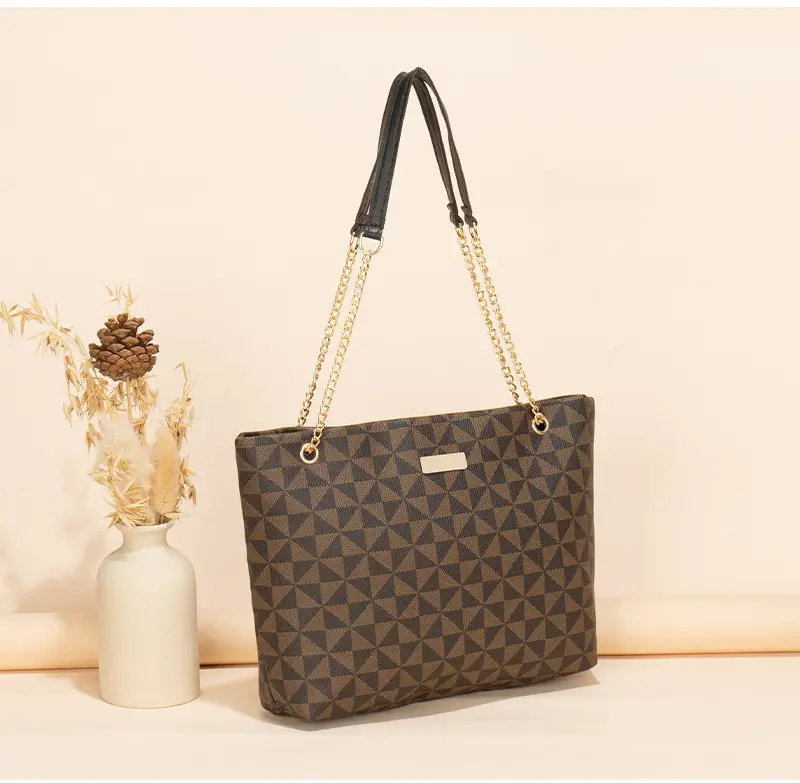 Geometric Print Women's Tote Bag with Chain Shoulder Bag — feature 16