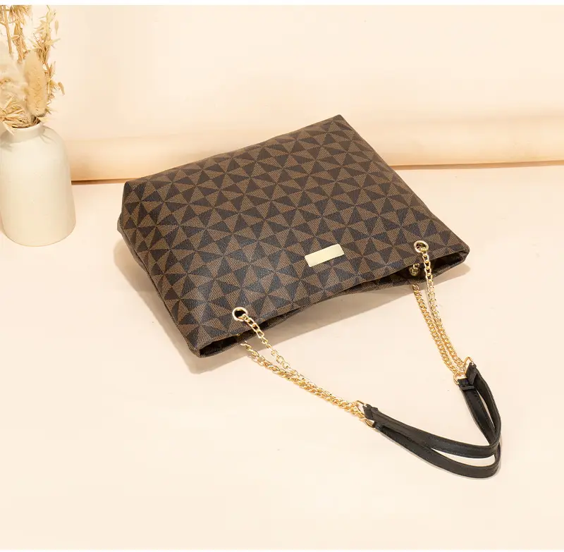 Geometric Print Women's Tote Bag with Chain Shoulder Bag — feature 17