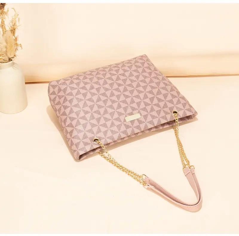 Geometric Print Women's Tote Bag with Chain Shoulder Bag — feature 19