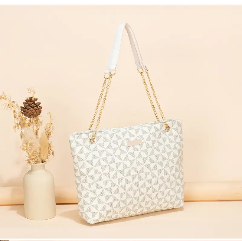 Geometric Print Women's Tote Bag with Chain Shoulder Bag — feature 20