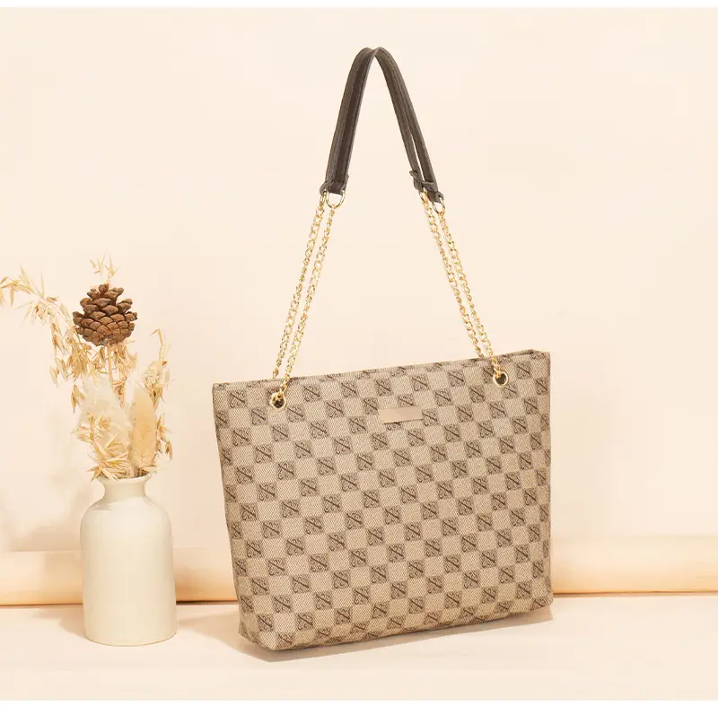 Geometric Print Women's Tote Bag with Chain Shoulder Bag — feature 22