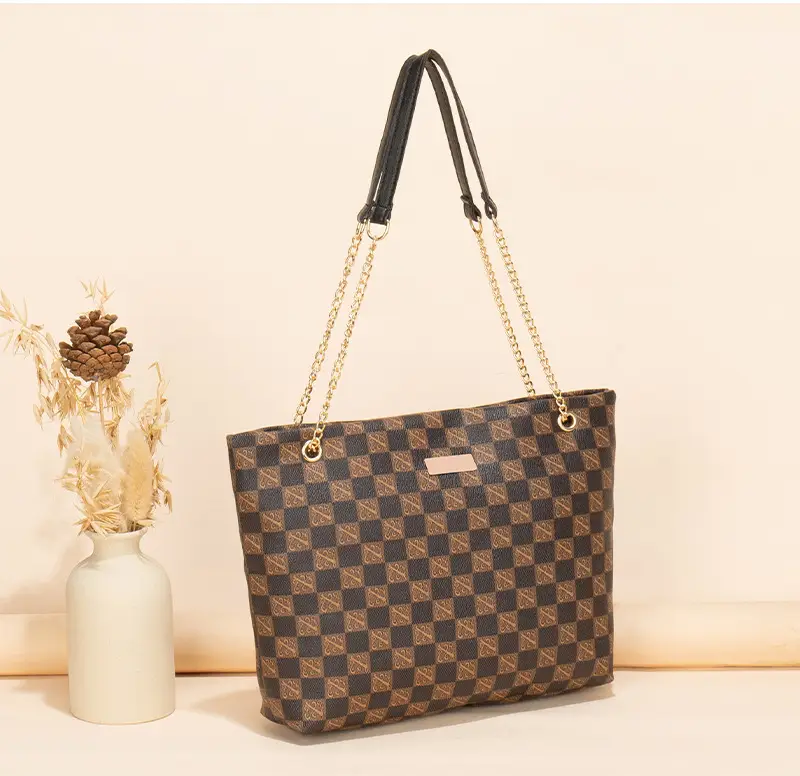 Geometric Print Women's Tote Bag with Chain Shoulder Bag — feature 24