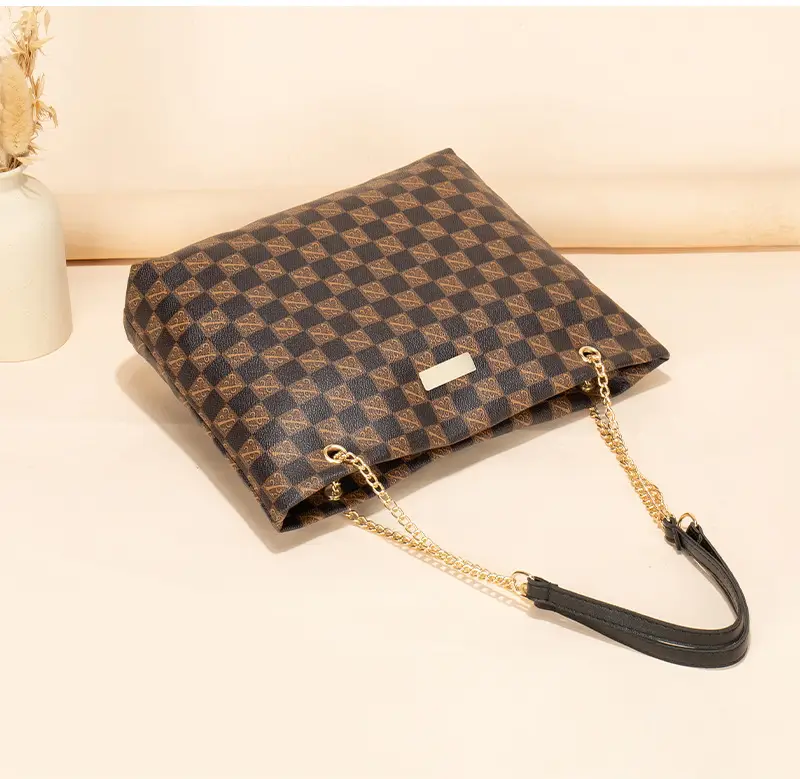 Geometric Print Women's Tote Bag with Chain Shoulder Bag — feature 25