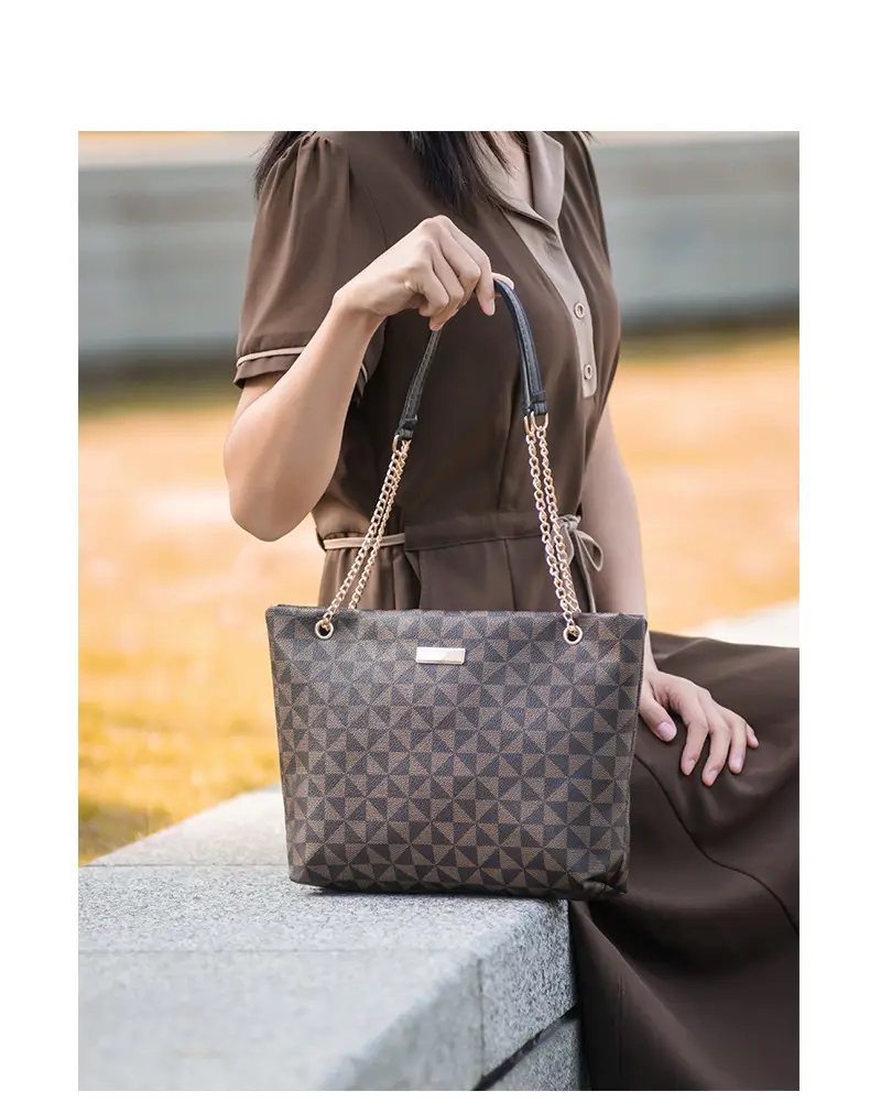 Geometric Print Women's Tote Bag with Chain Shoulder Bag — feature 8
