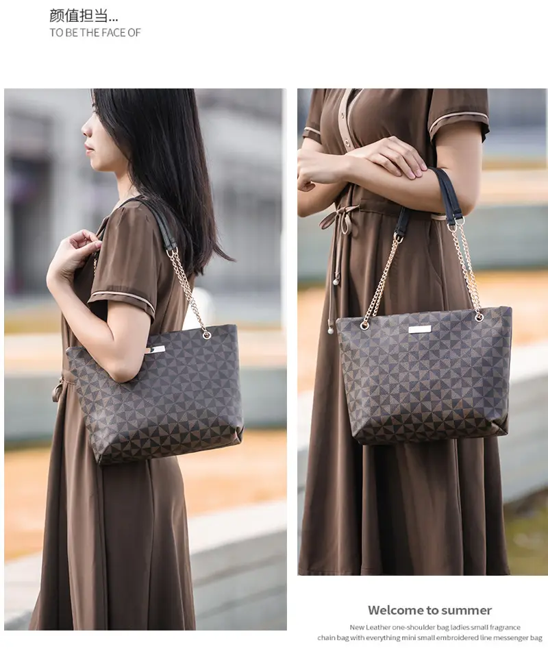 Geometric Print Women's Tote Bag with Chain Shoulder Bag — feature 9