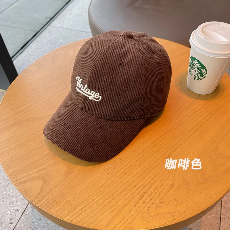 Brown Corduroy Baseball Cap for Women Winter 2023 - Image 2