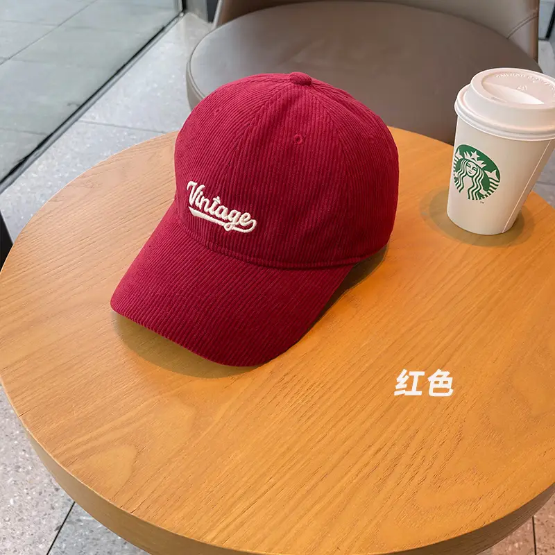 Brown Corduroy Baseball Cap for Women Winter 2023 - Image 4