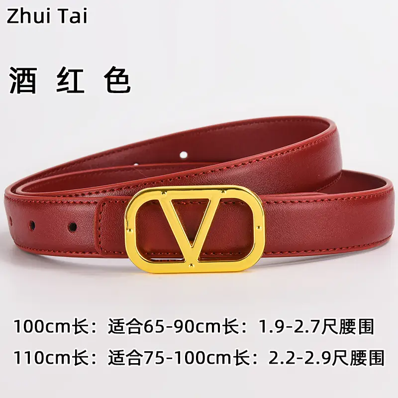 Women's Leather Belt Gold V-Bracelet Black 100cm — feature 12
