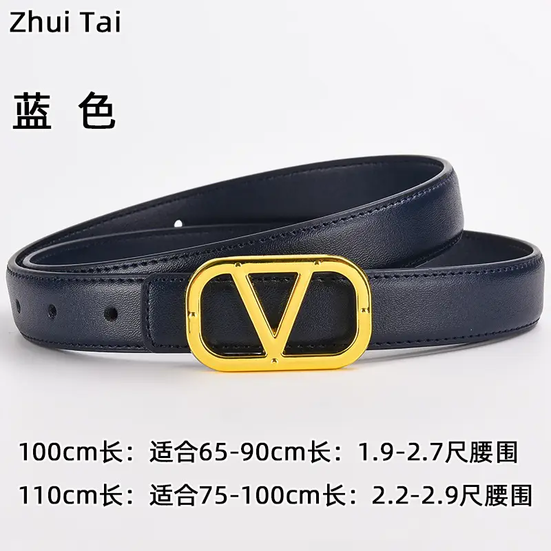 Women's Leather Belt Gold V-Bracelet Black 100cm — feature 16