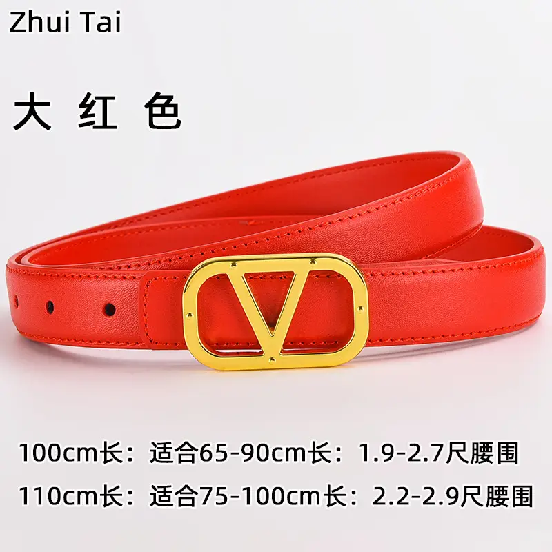 Women's Leather Belt Gold V-Bracelet Black 100cm — feature 8