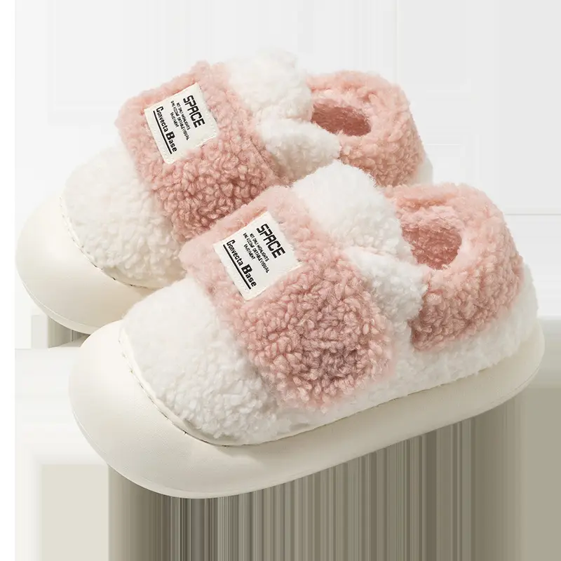 Nanbowan winter lambswool cotton slippers women's plush fleece-lined thickened home versatile bag heel warm Velcro shoes - Image 8