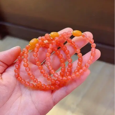 Natural South Red Agate Bracelet 6mm Cherry Red - Image 4