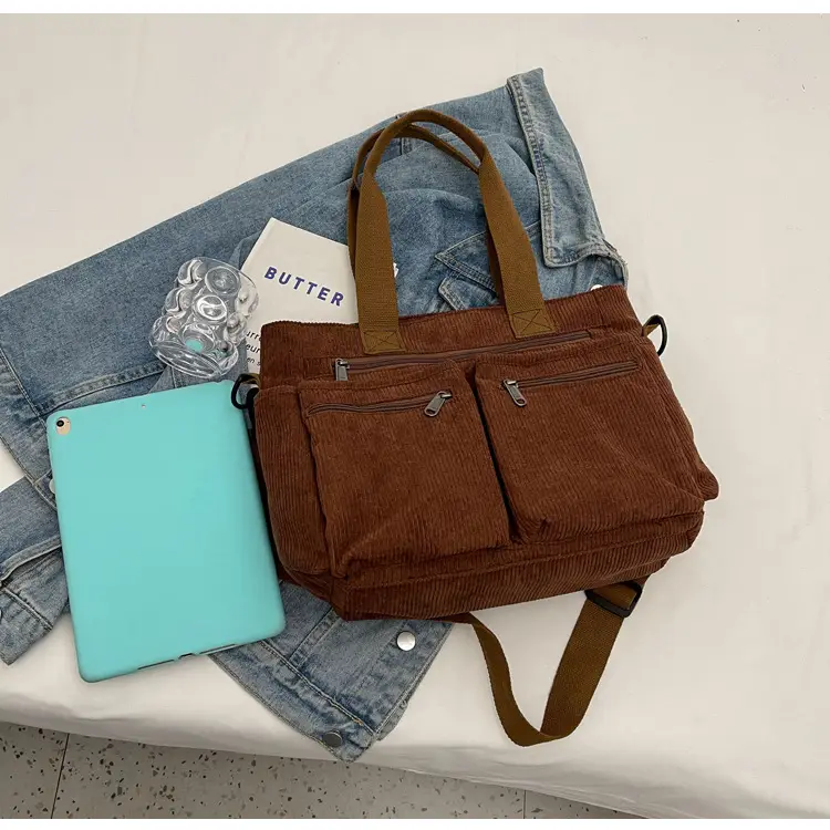 Large Capacity Corduroy Women's Shoulder Crossbody Bag — feature 100