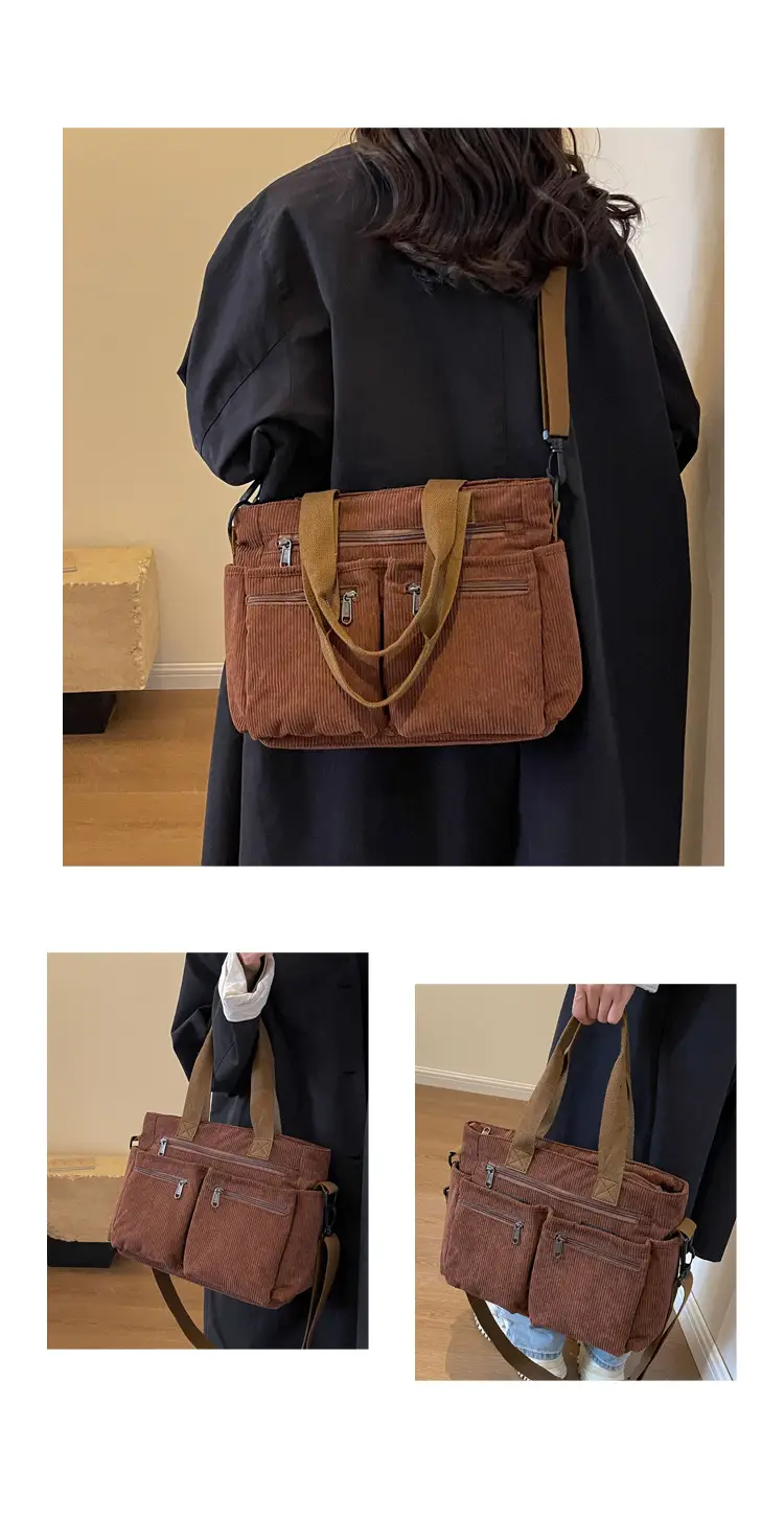 Large Capacity Corduroy Women's Shoulder Crossbody Bag — feature 12