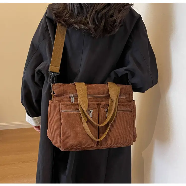 Large Capacity Corduroy Women's Shoulder Crossbody Bag — feature 19